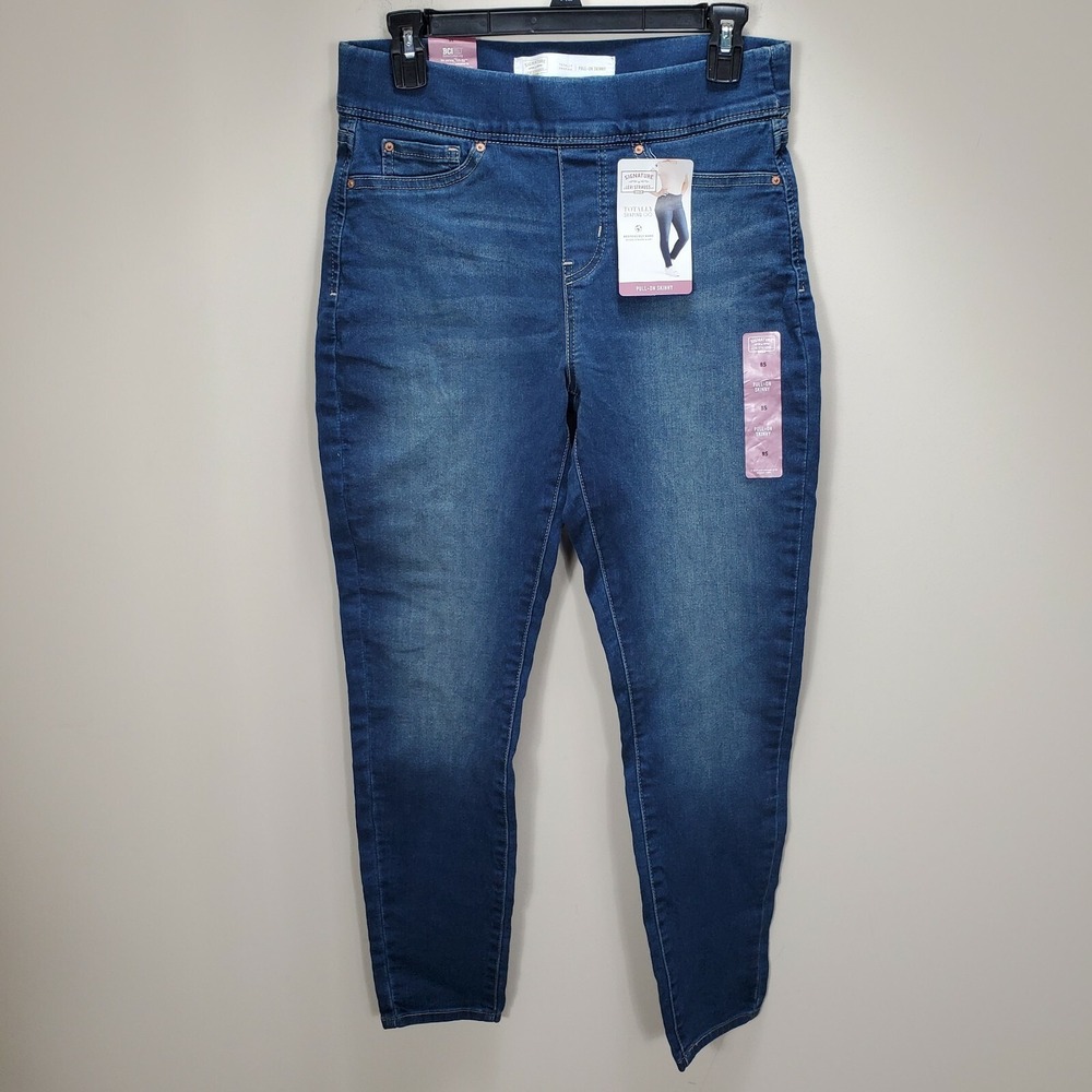 Signature Levi Strauss Blue Jean Pull On Skinny Sz 8S NWT  Blue elastic‎ waist